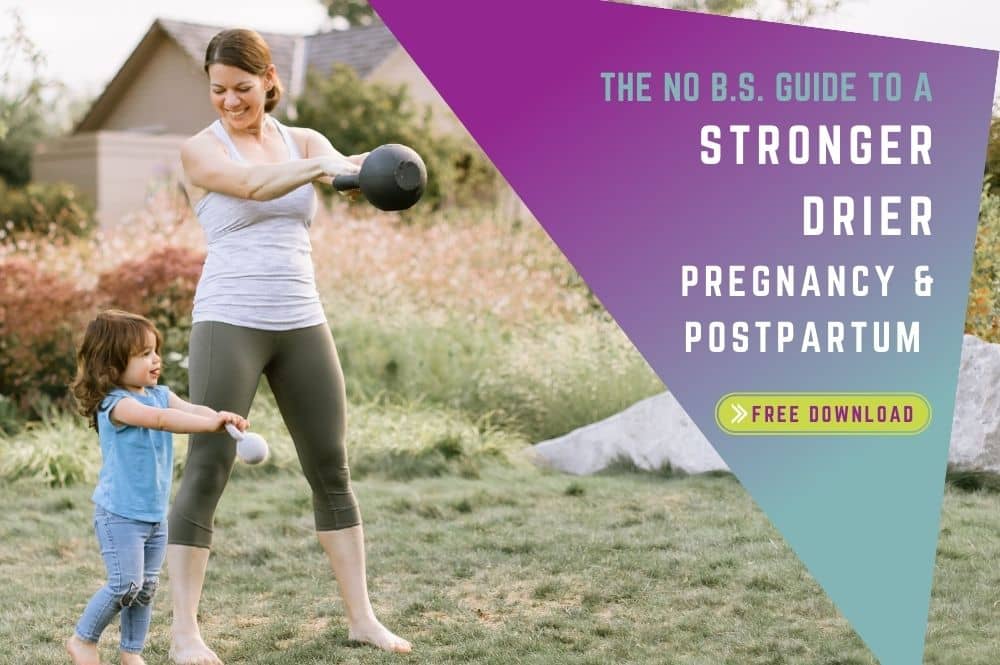 Pregnancy Exercise Postpartum Recovery Mom and daughter swinging kettlebells